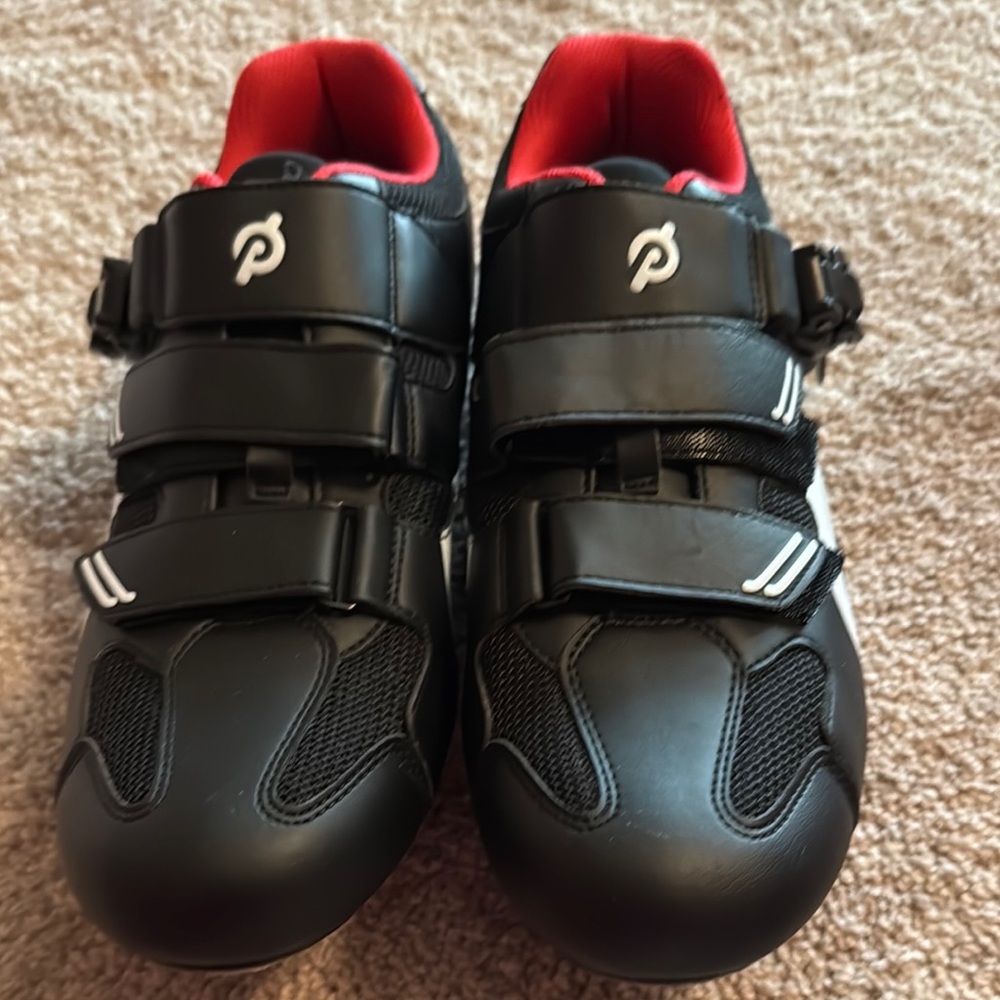 Peloton Black Cycling Shoes with Red Interior